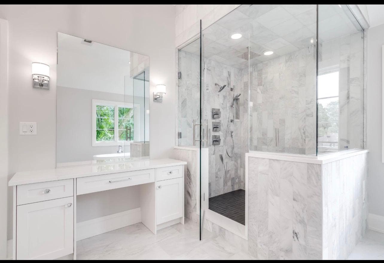 Completed bathroom remodel with updated fixtures and finishes